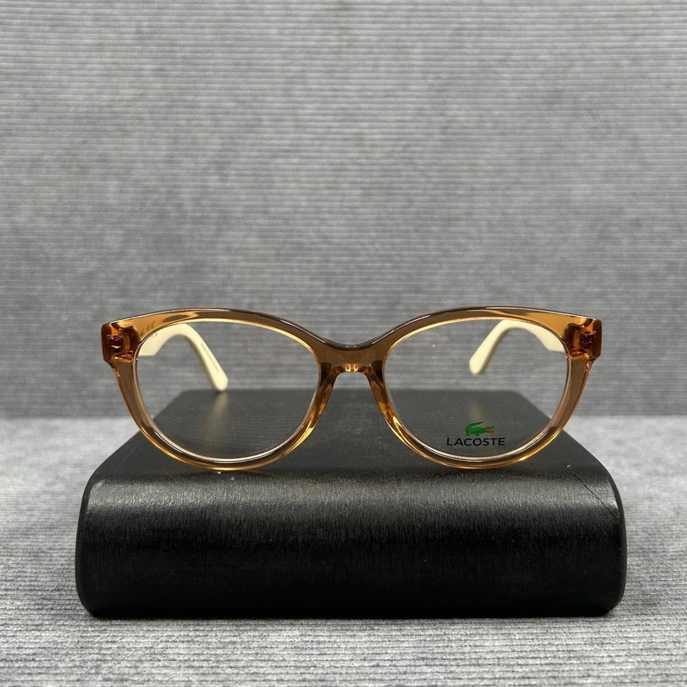 Lacoste L2708 210 Y2k Eyeglasses Honey Brown Cream Pique Cat Eye 52-15-140 NEW